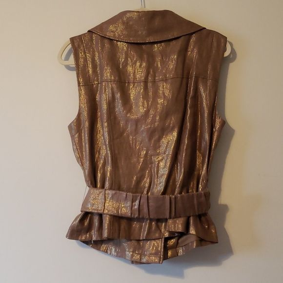 KENNETH COLE New York Brown Gold Metallic Zip Up Vest 90's Y2K Size Small - Picture 6 of 13